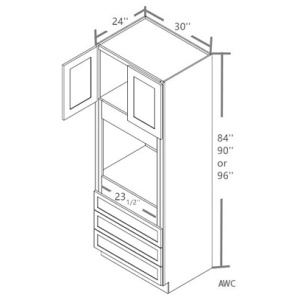 Oven Cabinet - 30"W x 84"H X 24"D - 2D, 3DRW, 1S-Salt White Shaker (ALSW)