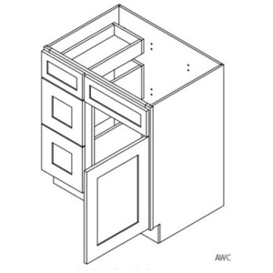 Vanity Sink Base - 36"W x 34 1/2" x 21"D - 1D, 3 Left DRW-Salt White Shaker (ALSW)