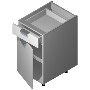 12" Base Cabinet: 1 Door & 1 Drawer-GLOSSY GREY (EGG)