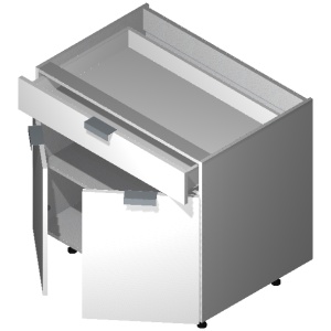 27" Base Cabinet: 2 Door & 1 Drawer-Glossy White (EGW)