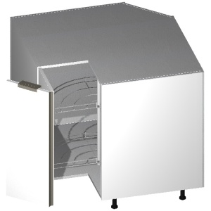 36" Base Lazy Susan Cabinet: 2 doors and 2 turn tables-Glossy White (EGW)