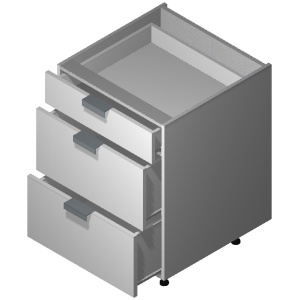 30" Drawer Base Cabinet: 3 Drawers-Glossy White (EGW)