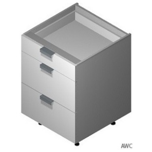 15" Drawer Base Cabinet: 3 Drawers-GLOSSY GREY (EGG)