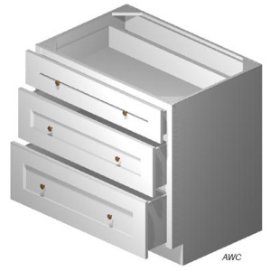 Drawer Base Cabinet - 36"W x 34-1/2"H x 24"D - 3DRW-Salt White Shaker (ALSW)