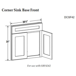Corner Sink Base Front (only)- 26-1/4"W x 30"H - Glacier Grey (ALGR)
