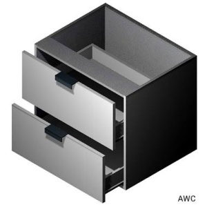 18" Floating Vanity Drawer Base Cabinet: 2 Drawers-GLOSSY GREY (EGG)