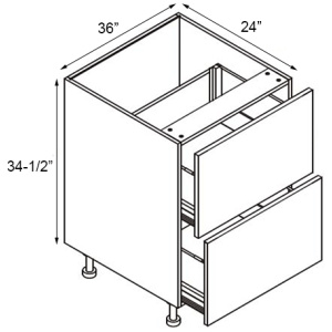 36" Drawer Base Cabinet: 2 Drawers-Glossy White (EGW)