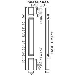 POLE75-90" Gramercy White (GW)