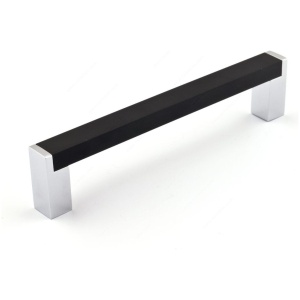 BLACK ALUMINUM HANDLE 4 3/8"L x 1 1/4"H