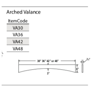 Arched Valance - 42"W x 6"H x 3/4"D-Glacier Grey (ALGR)