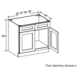 Sink Base - 42"W x 34-1/2"H x 24"D - 2 False Drawers-Salt White Shaker (ALSW)