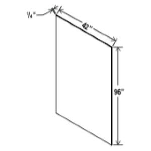Finished Plywood Panel - 96"W x 42"H x 1/4"D-Salt White Shaker (ALSW)