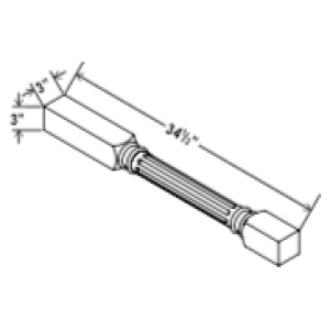 Fluted Decorative Leg - 3"W x 34 1/2"H x 3"D-Glacier Grey (ALGR)