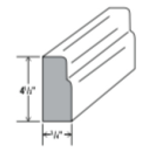 Furniture Base MOULDING - 96'W x 4 5/8"H x 3/4"D-Salt White Shaker (ALSW)