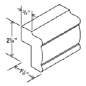 Light Rail Moulding - 96'W x 1 9/16"H x 2 1/4"D-Salt White Shaker (ALSW)