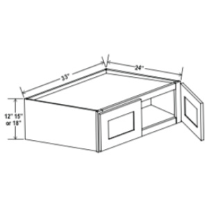 Wall Refrigerator Cabinet - 33"W x 15"H x 24"D -2D-Salt White Shaker (ALSW)