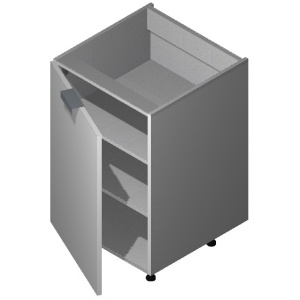 18" Base Cabinet: 1 Door-CORONADO WHITE SHAKER (EWSK)