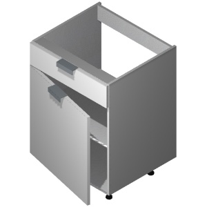 18" Base Cabinet: 1 Door & 1 Drawer-Glossy White (EGW)