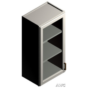 Wall Glass Door Cabinet - 15"W x 36"H x 12"D - 1D -2S-Salt White Shaker (ALSW)