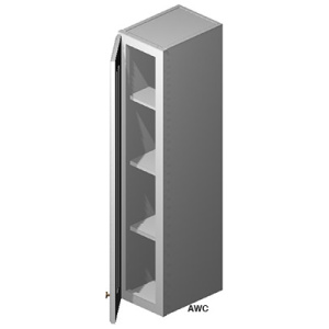 Wall Cabinet - 09"W x 42"H x 12"D - 1D - 3S-Glacier Grey (ALGR)