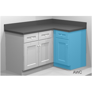 Blind Base Corner Cabinet - 39"W x 34-1/2"H x 24"D -1D,"1Drw, 1S*Install range 42" min., 46" max; Specify Left-hinge or RightHinge assembly