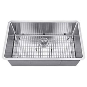 Single Handmade Sink 16G 30"x18"x10" with Grid and a Strainer R10mm