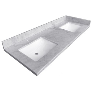Double Sinks Carrara Marble Vanity Top 61.5"x 22.5"x1.5" 