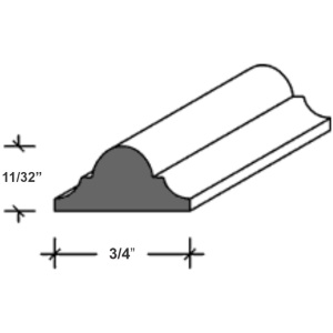 Single Bead Insert Molding 3/4" X 11/32" X 96" Kentledge (KL)