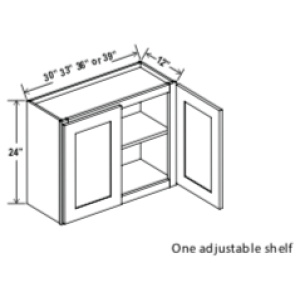 Wall Cabinet - 36"W x 24"H x 12"D - 2D - 1S-Ocean Blue Shaker (ALNB)