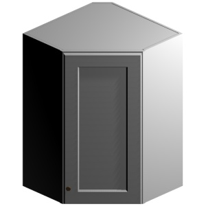 Wall Diagonal Corner Cabinet - 24"W x 36"H x 12"D - 1D- 2S-Ocean Blue Shaker (ALNB)